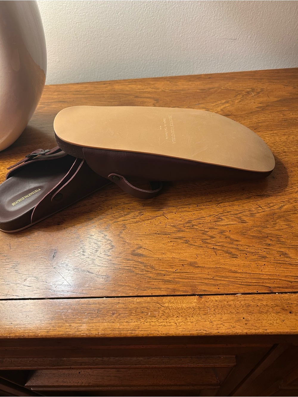 Beatrice Valenzuela Burgundy Leather Slip-On Mules - Picture 5 of 5